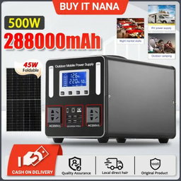Portable 288000mAh Super Large Capacity Power Station 220V/500W Multi-Function Outdoor Solar Generator With Solar Charging Board Heavy Duty Outdoor Generator For Travel Camping Home Emergency Power Bank (vendor 2)