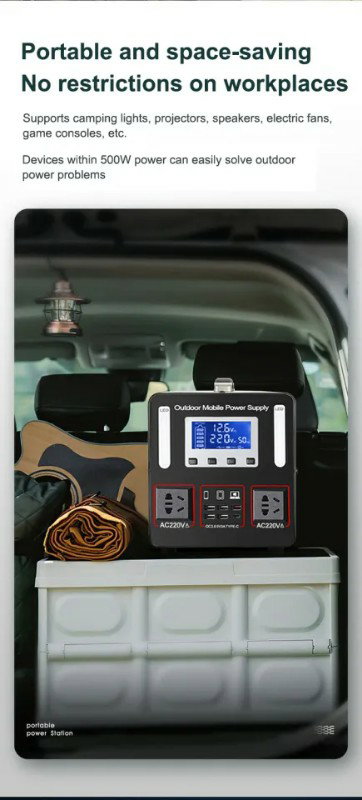Portable 288000mAh Super Large Capacity Power Station 220V/500W Multi-Function Outdoor Solar Generator With Solar Charging Board Heavy Duty Outdoor Generator For Travel Camping Home Emergency Power Bank (vendor 2)_1