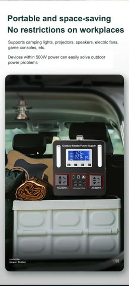 Portable 288000mAh Super Large Capacity Power Station 220V/500W Multi-Function Outdoor Solar Generator With Solar Charging Board Heavy Duty Outdoor Generator For Travel Camping Home Emergency Power Bank (vendor 2)