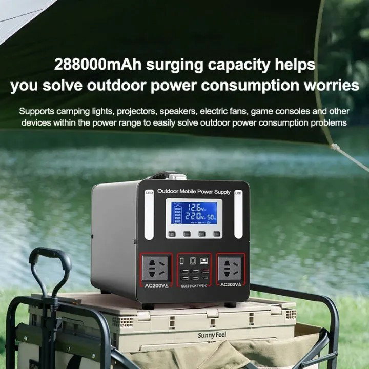 Portable 288000mAh Super Large Capacity Power Station 220V/500W Multi-Function Outdoor Solar Generator With Solar Charging Board Heavy Duty Outdoor Generator For Travel Camping Home Emergency Power Bank (vendor 2)_5