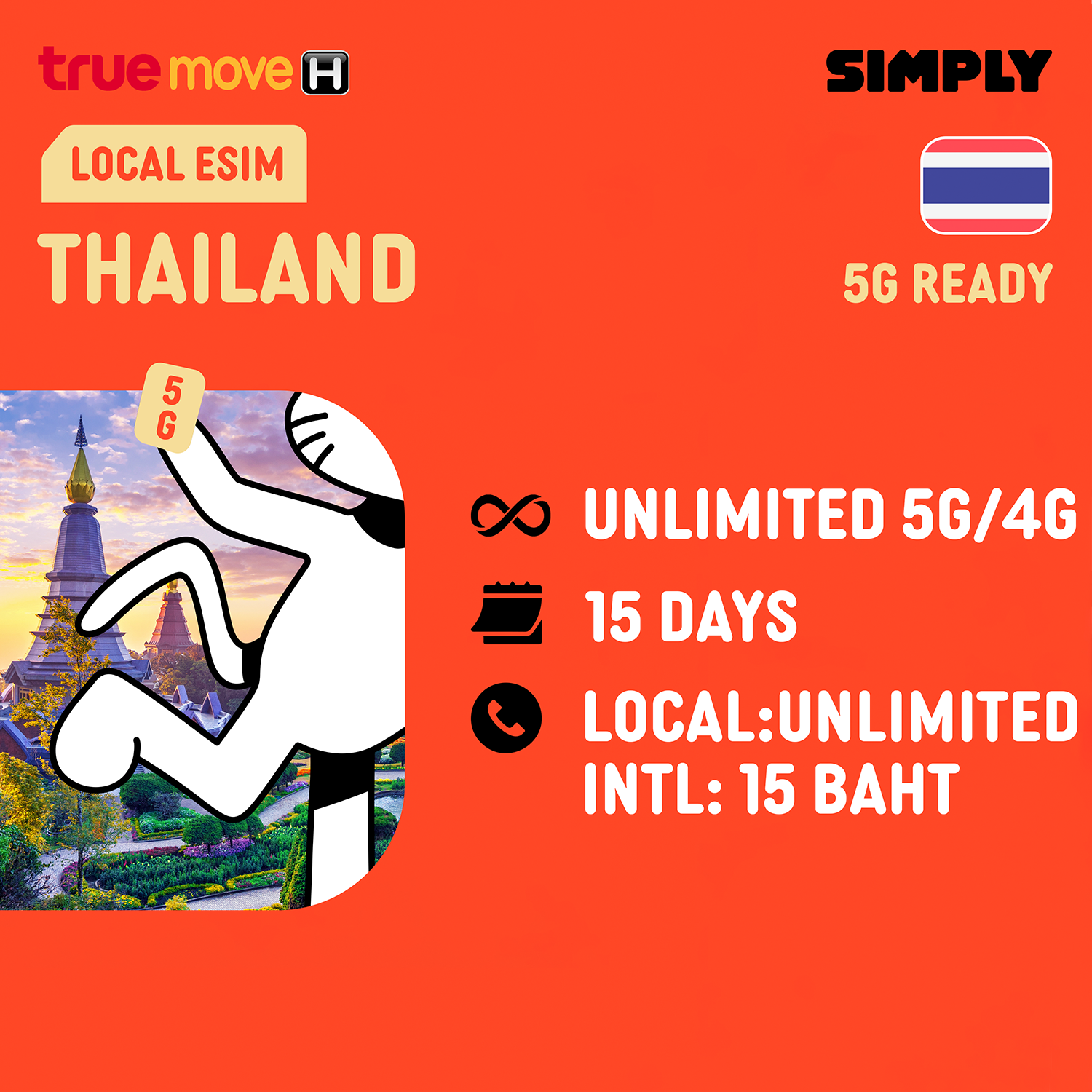 SIMPLY Thailand DTAC Local eSIM | Up to 30 Days | 3GB/15GB/50GB/Unlimited(5G/4G) Data _6