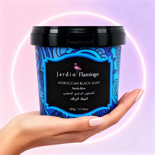  Jardin Flamingo Moroccan Soap neela blue 500g صابون بلدي مغربي بالنيله الزرقاء من جاردن فلامنكو  -500جم 
