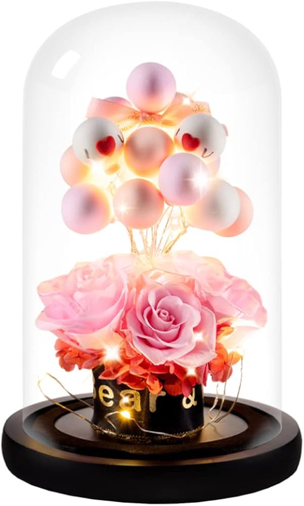 Luxurious eternal roses with ballons  with light_1