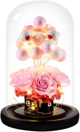 Luxurious eternal roses with ballons  with light