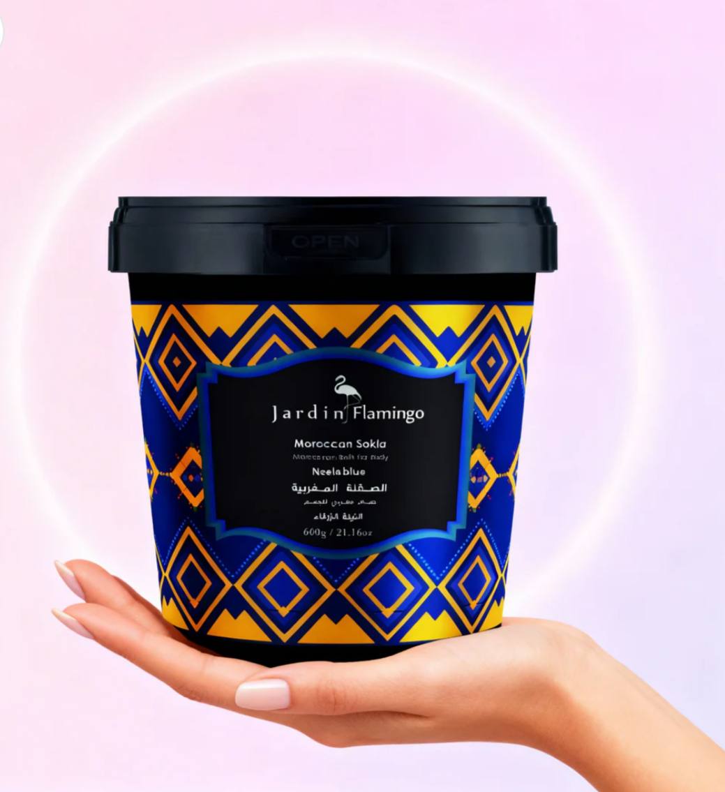 Jardin flamingo moroccan sokla for body حمام مغربي الصقلة المغربية بالنيلة الزرقاء من جاردن فلامنجو – 600 جم