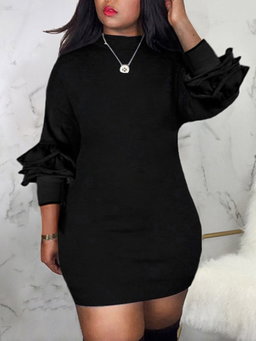Ruffle Solid Mini Dress