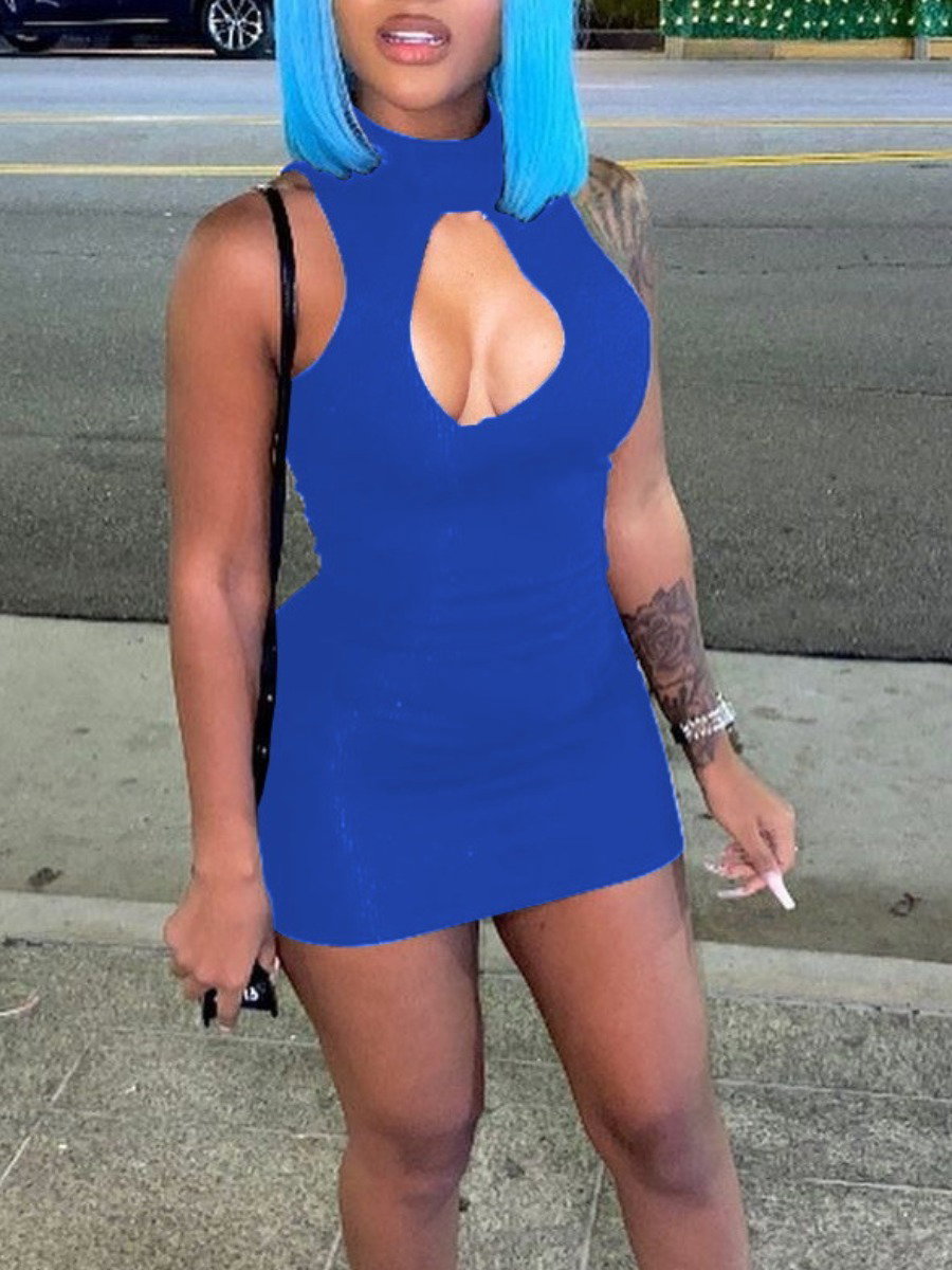 Cut Out Color Mini Dress
