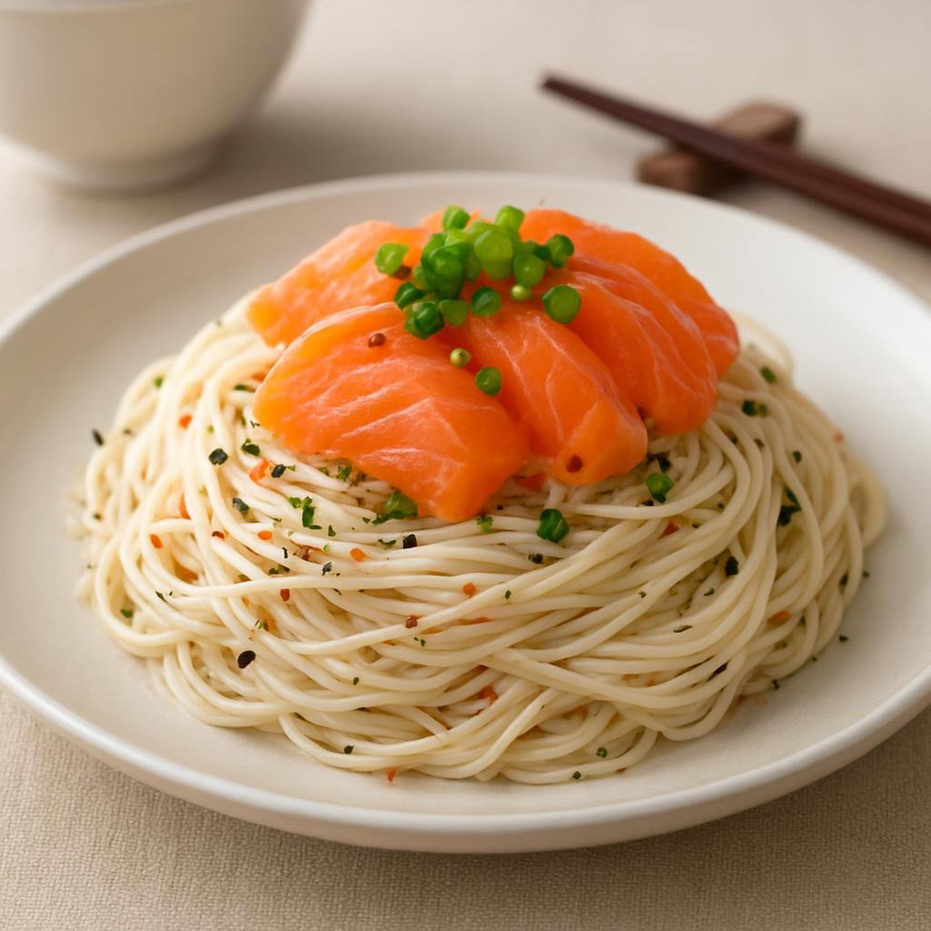 Cold Truffle Somen & Fresh Salmon Sashimi_1