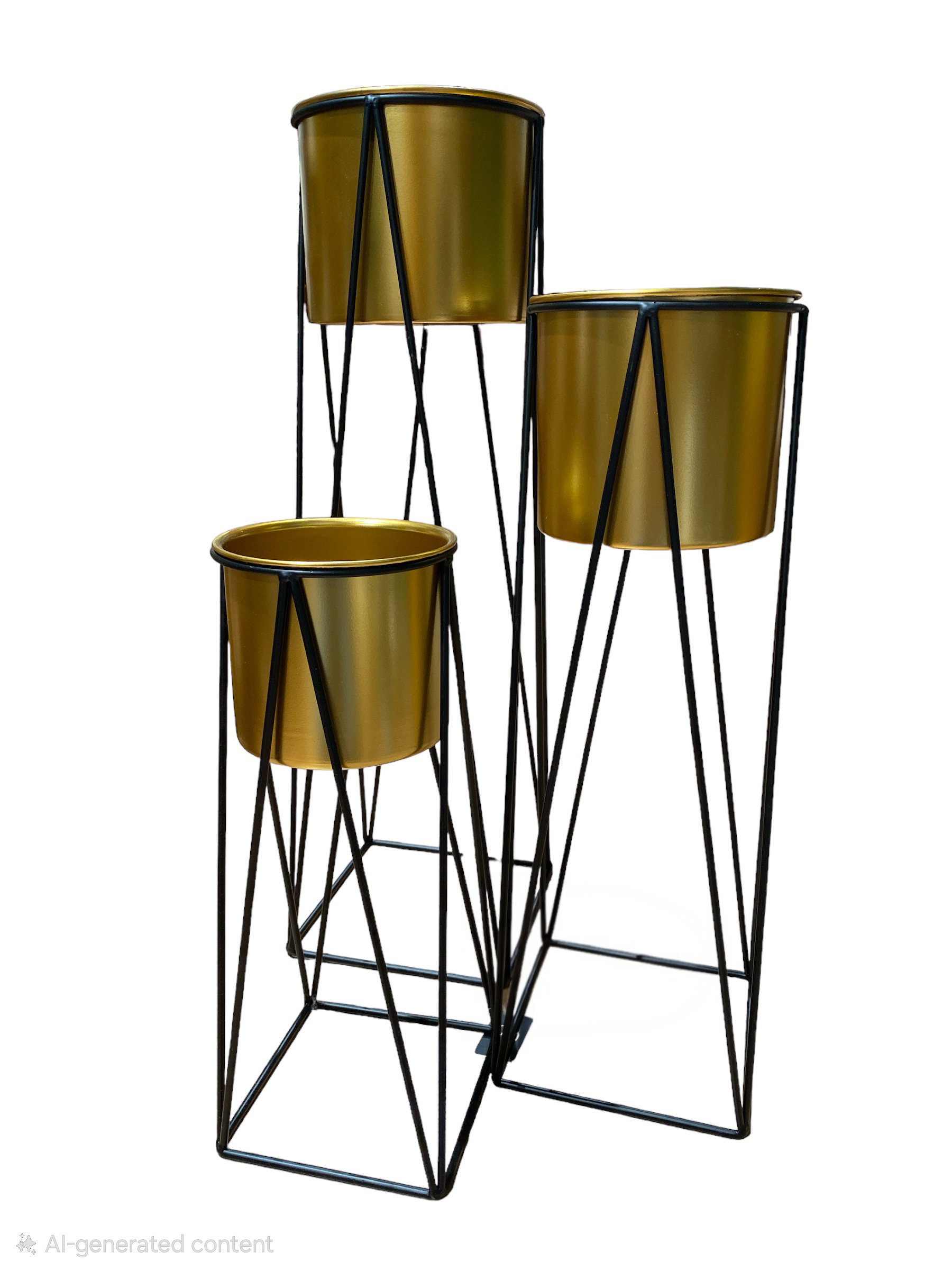 Gold Metal Stand and Planter_0
