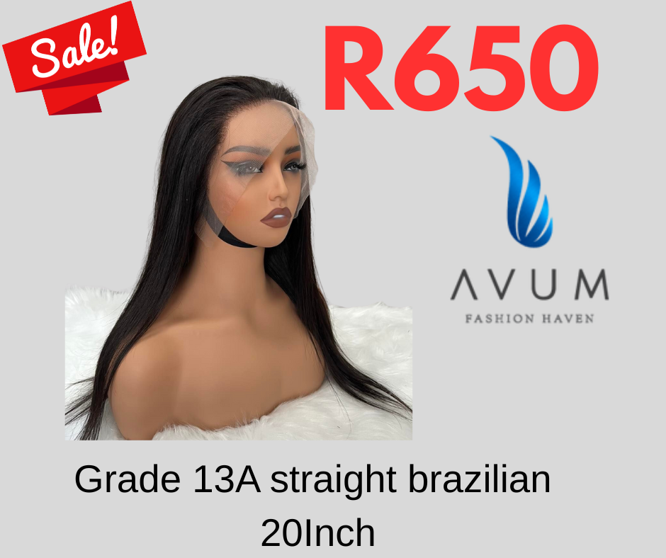 20 inch straight full frontal wig