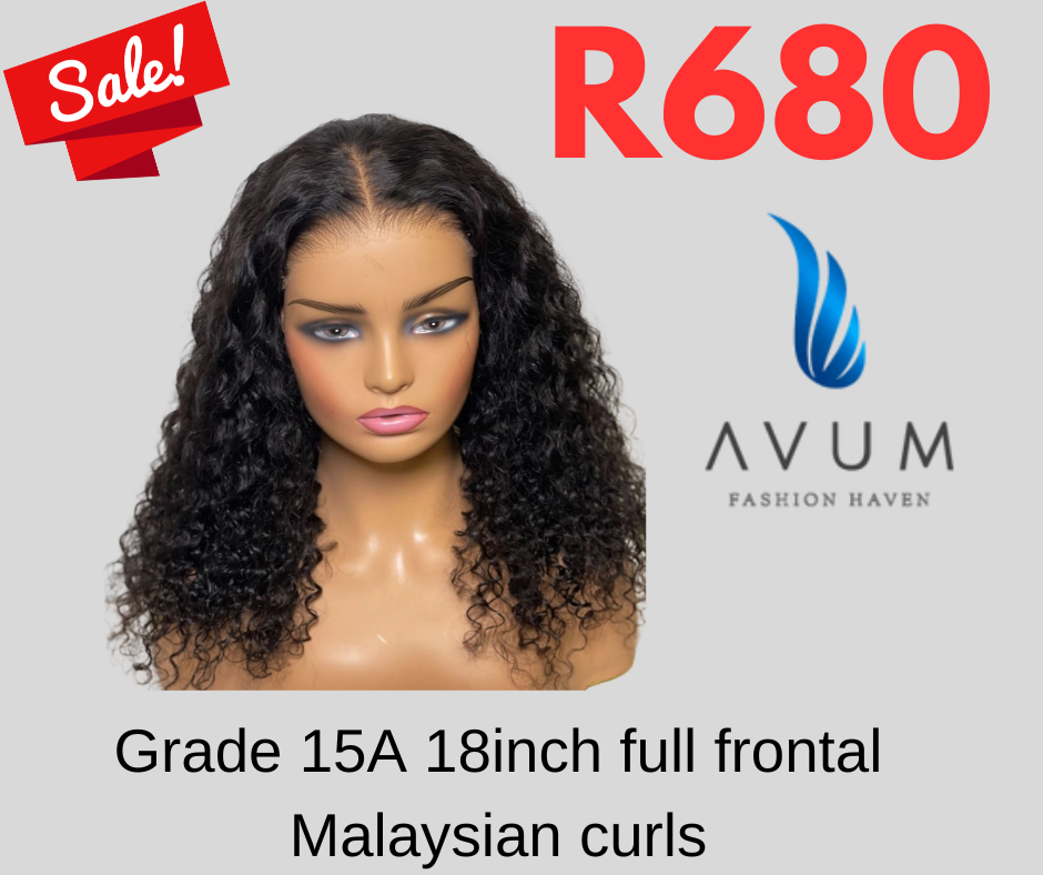 full frontal 18inch malaysian curls