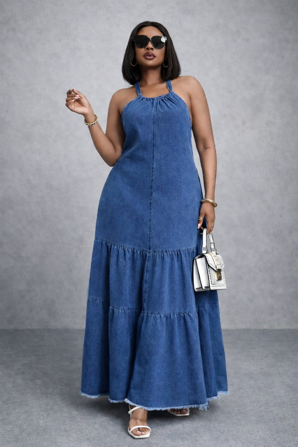 Robe Longue Denim Élégance Riviera_0