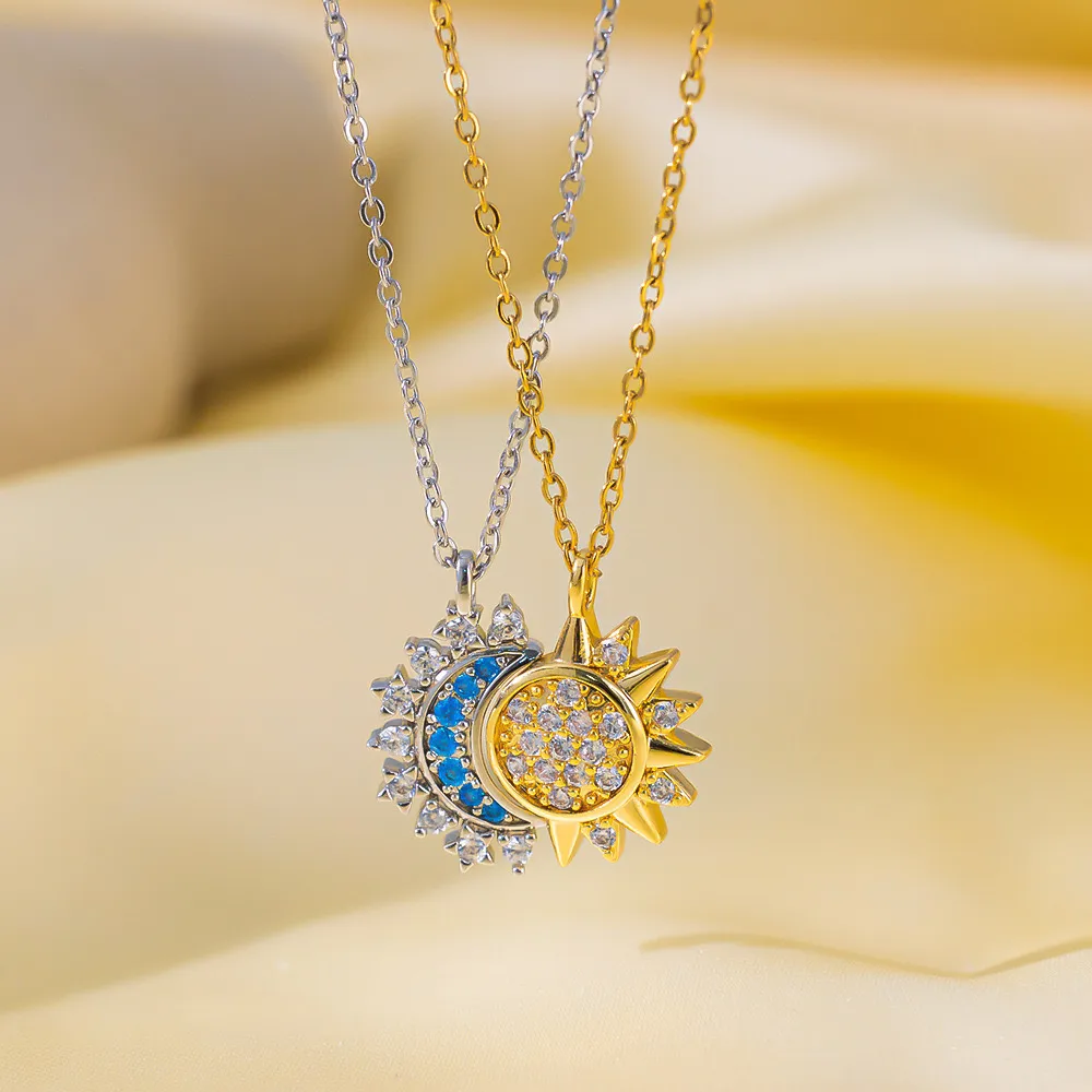 Jeu Collier et bague pour couple Lune et Soleil _1