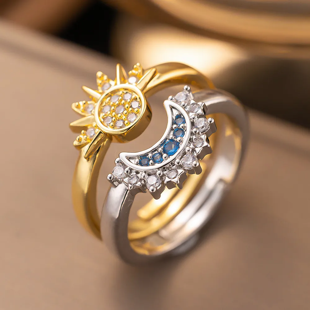 Jeu Collier et bague pour couple Lune et Soleil _2