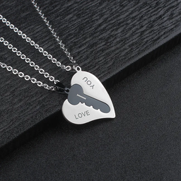 Collier Couple Cœur et clé 