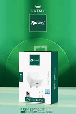 N YORK Prime Series 20W PD Fast Charger - iOS Special Edition | USB-C Wall Charger for iPhone & iPad | Compact Power Adapter (Model: HC629)