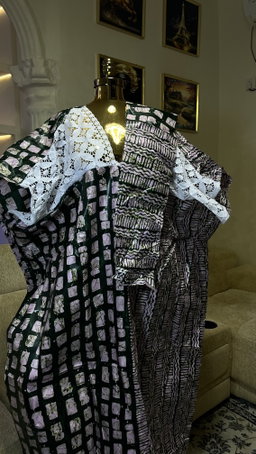 Lilac Green - Batik Style Print
