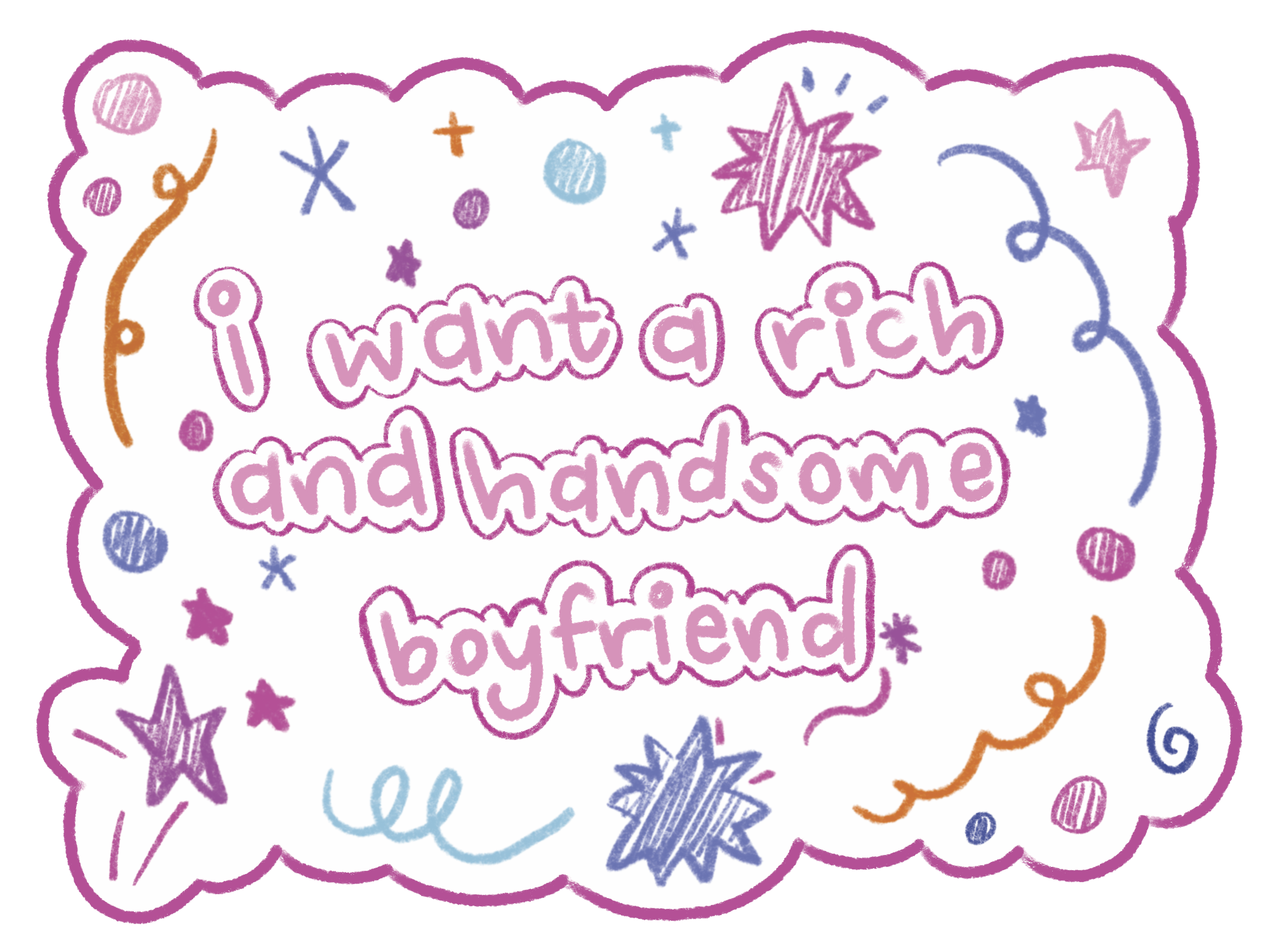 'i want a rich and handsome boyfriend' Sticker (8cm)_0
