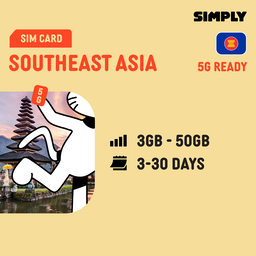 SIMPLY Southeast Asia (Malaysia/Indonesia/Thailand/Singapore) SIM | Up to 30 Days - Total 3GB–50GB + Unlimited Data
