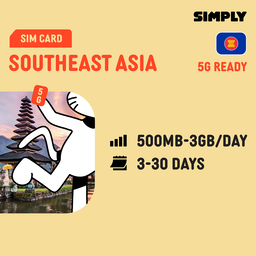 SIMPLY Southeast Asia (Malaysia/Indonesia/Thailand/Singapore) SIM | Up to 30 Days - Daily 500MB–3GB + Unlimited Data