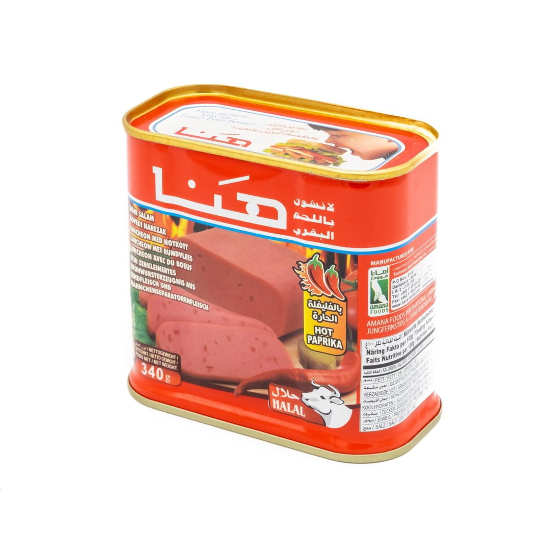 340g | Hana   Beef Hot | هنا مرتديلا بقري حار
