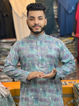 Print Panjabi  Snap Button. 