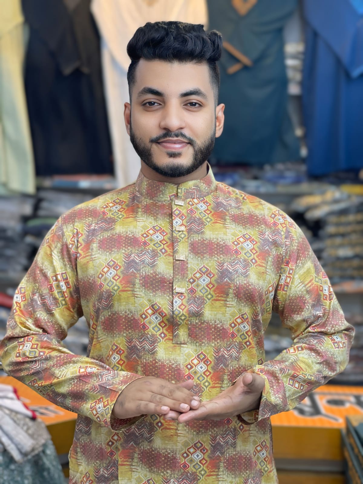 Print Panjabi  Snap Button. _1