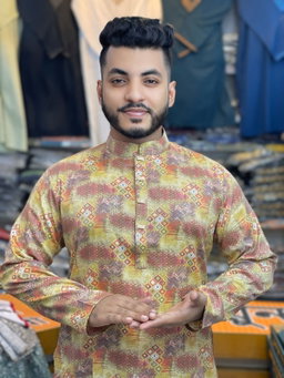 Print Panjabi  Snap Button. 