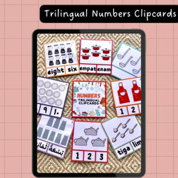 Trilingual numbers Clipcards 