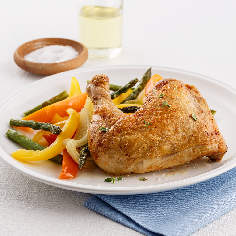 B. Mardi: Cuisse de poulet, Sauce oignon,poivrons 