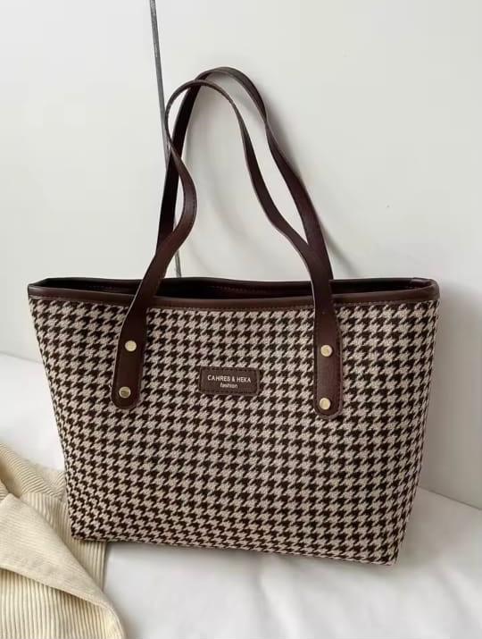 Grameen check tote bag  Zipper system_5