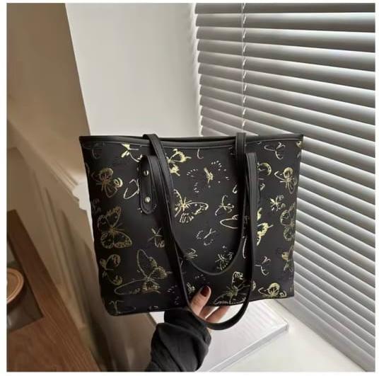 Luxury woman fashion tote bag  Metarial : pu lather Color: black_4