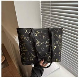 Luxury woman fashion tote bag  Metarial : pu lather Color: black