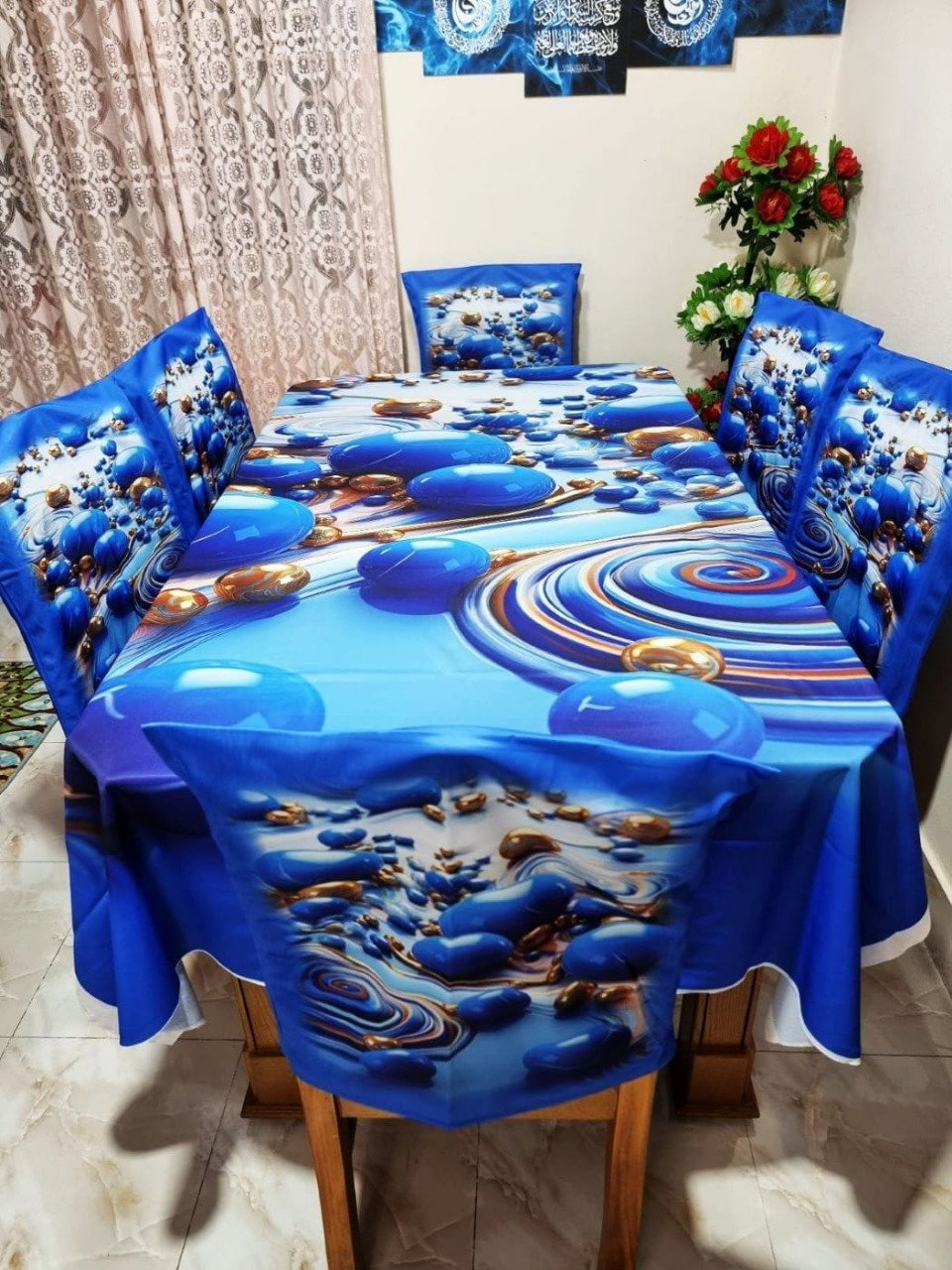 Original 3D Printed Dining Chair Table Cover  অরিজিনাল 3D ডাইনিং টেবিল ও চেয়ার কাভার সেট।_2