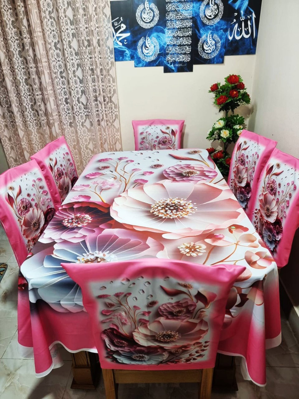 Original 3D Printed Dining Chair Table Cover  অরিজিনাল 3D ডাইনিং টেবিল ও চেয়ার কাভার সেট।_1
