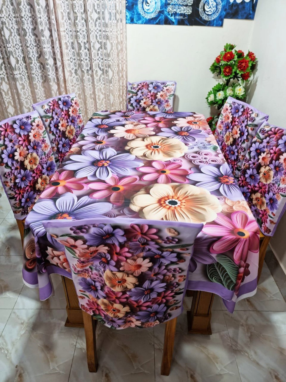 Original 3D Printed Dining Chair Table Cover  অরিজিনাল 3D ডাইনিং টেবিল ও চেয়ার কাভার সেট।_4