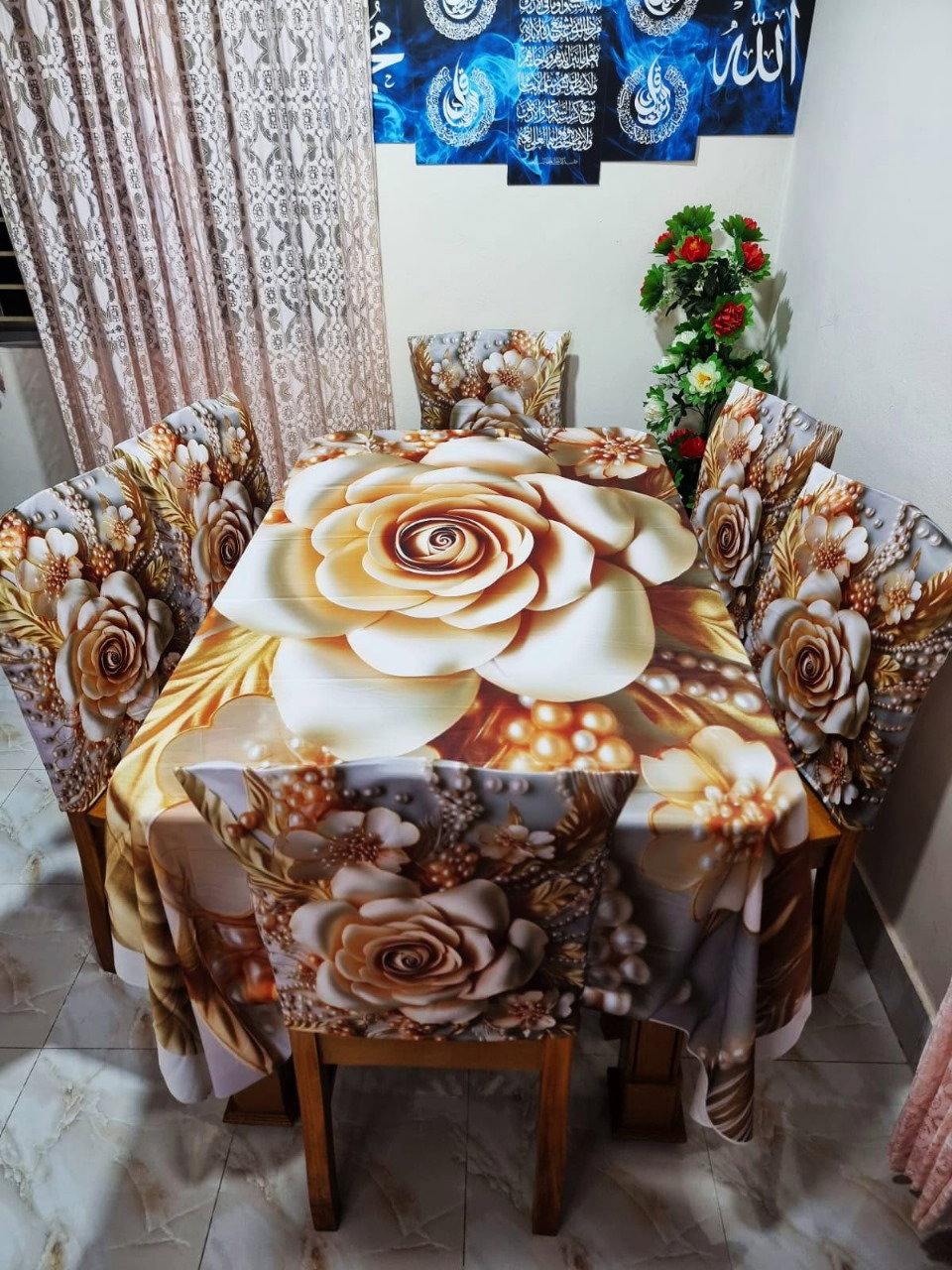 Original 3D Printed Dining Chair Table Cover  অরিজিনাল 3D ডাইনিং টেবিল ও চেয়ার কাভার সেট।_3