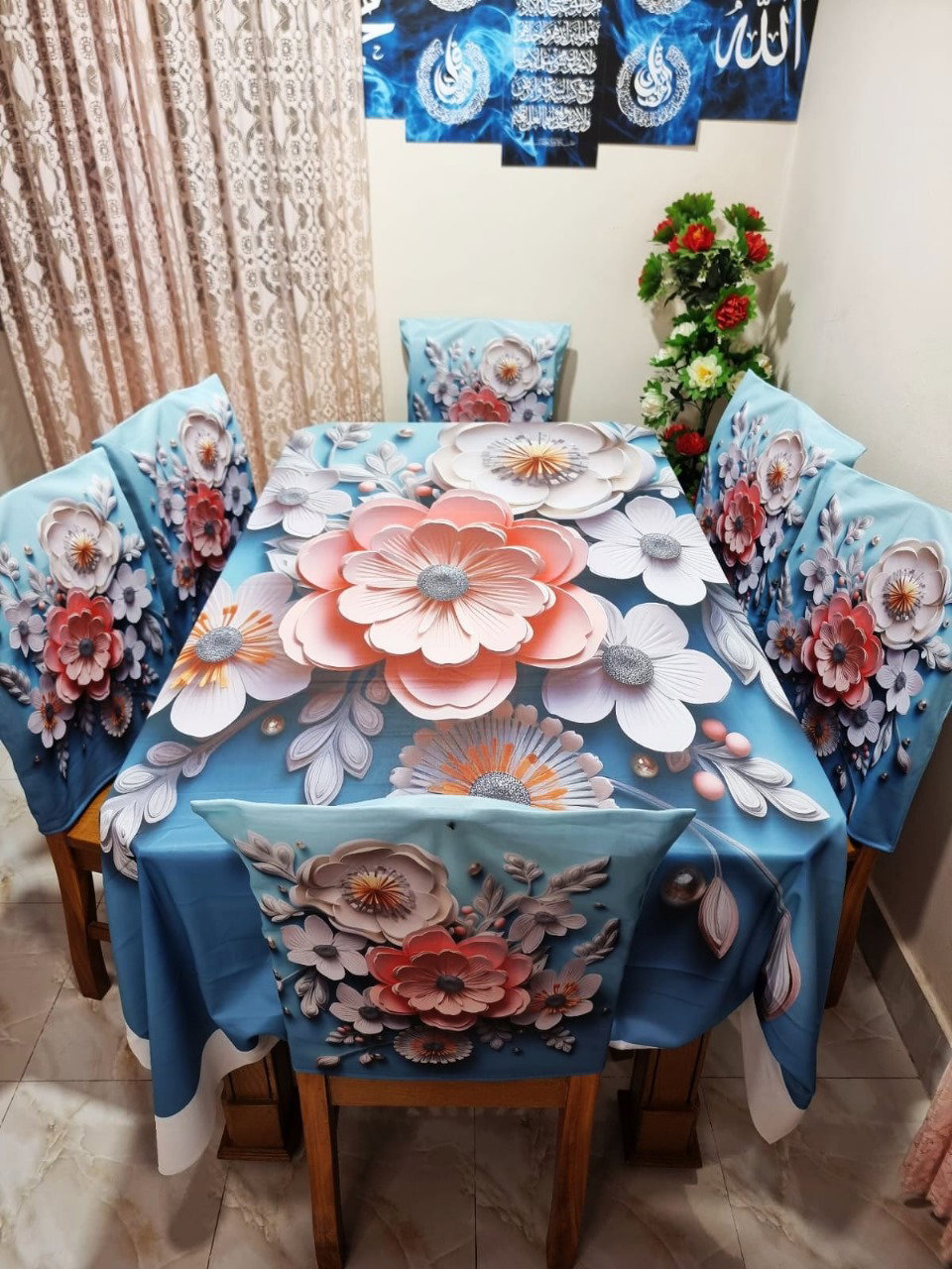 Original 3D Printed Dining Chair Table Cover  অরিজিনাল 3D ডাইনিং টেবিল ও চেয়ার কাভার সেট।_13