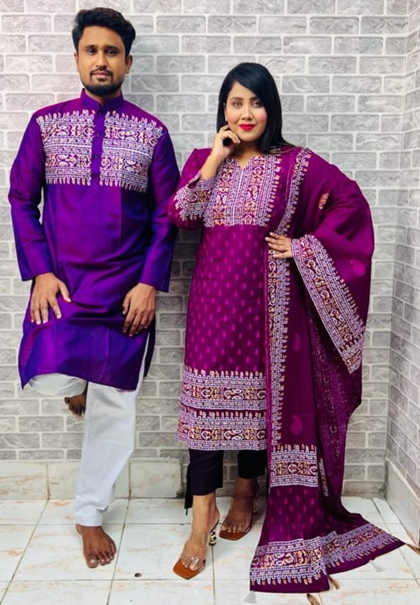 Panjabi Three Piece Couple Set_2