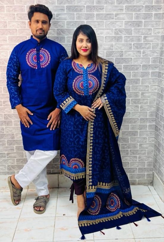 Panjabi Three Piece Couple Set_3