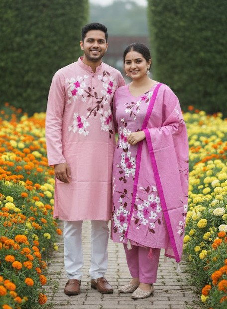 Panjabi Three Piece Couple Set_8