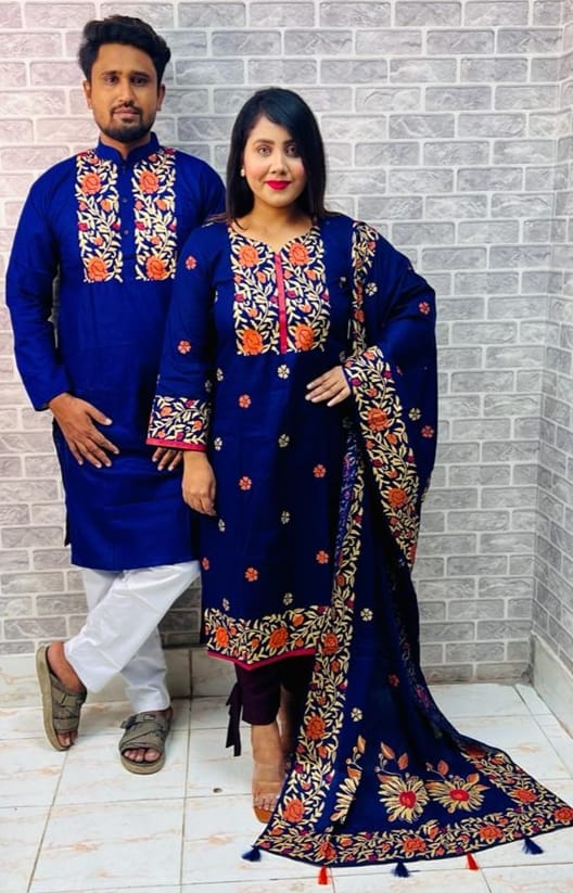 Panjabi Three Piece Couple Set_4