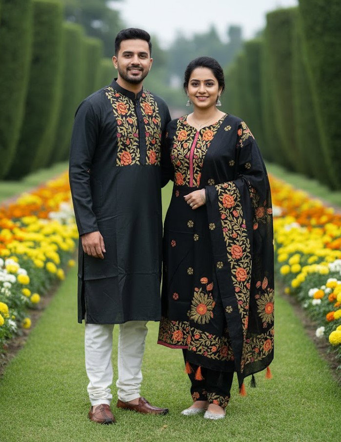 Panjabi Three Piece Couple Set_10