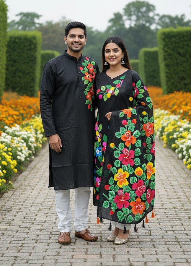 Panjabi Three Piece Couple Set_9