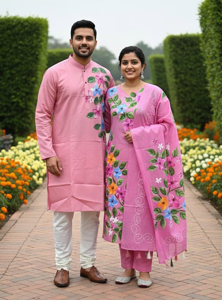 Panjabi Three Piece Couple Set_0