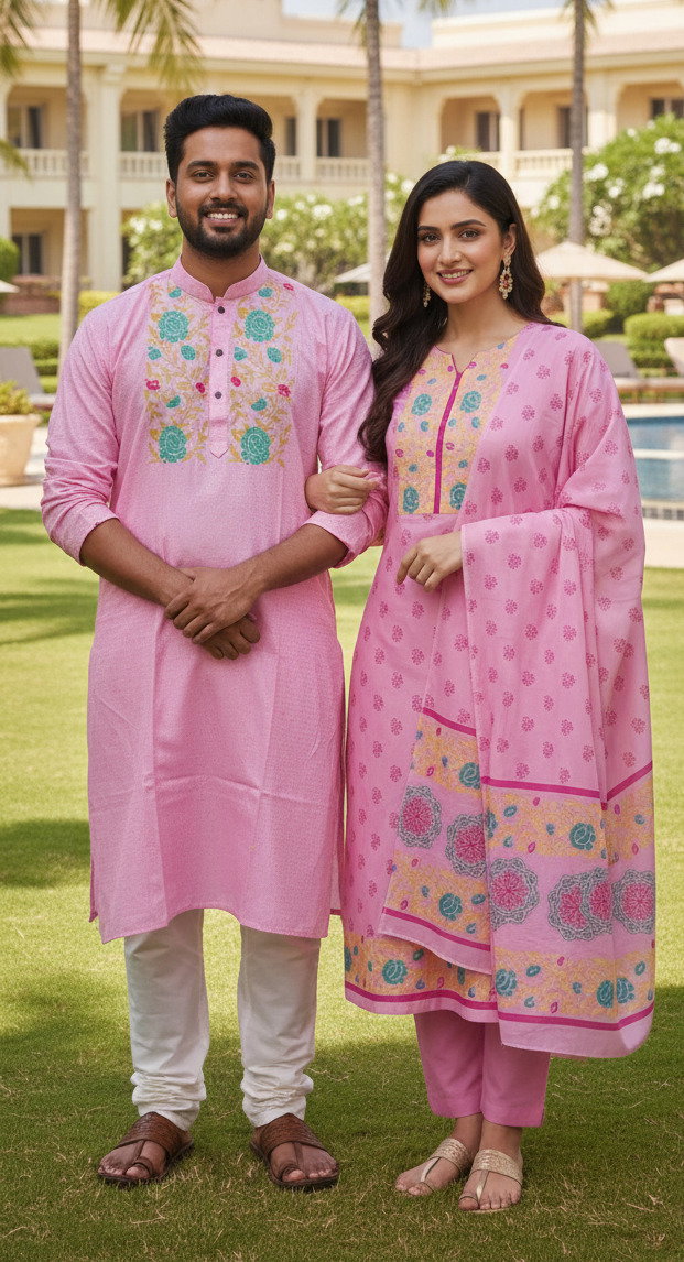 Panjabi Three Piece Couple Set_2