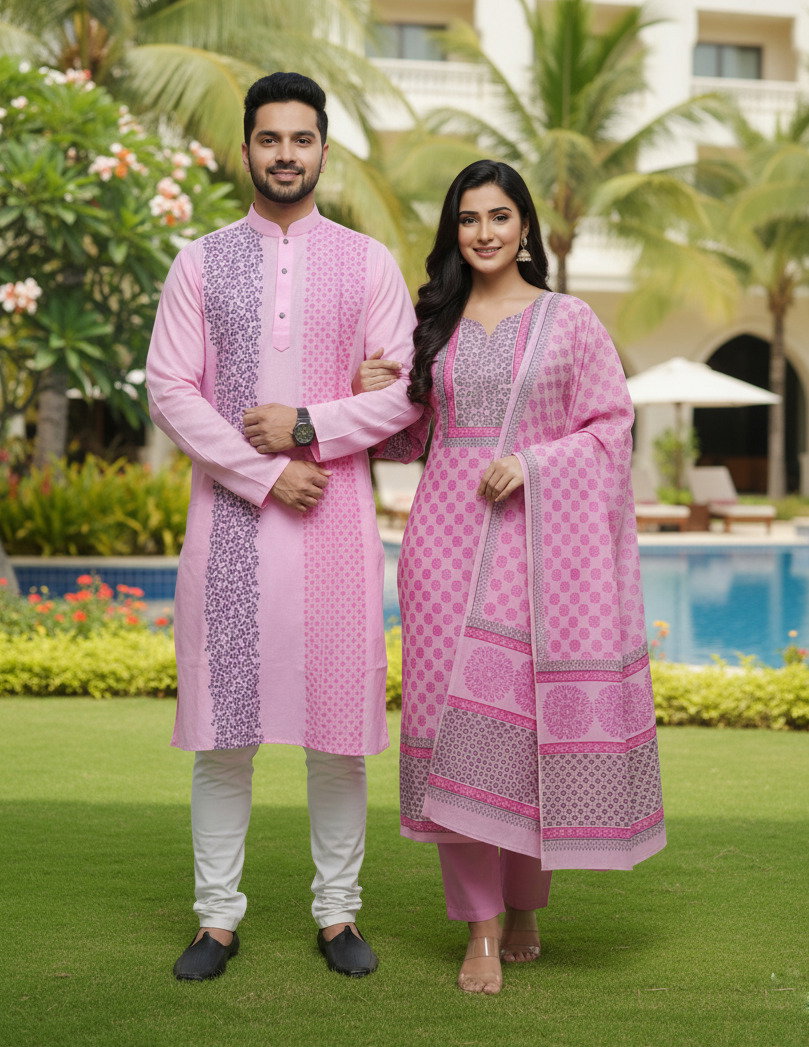 Panjabi Three Piece Couple Set_11