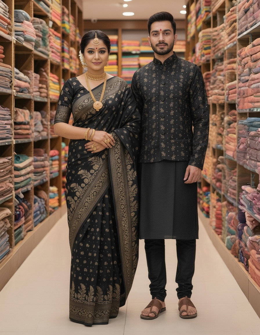 Sharee Panjabi Couple with Koti_1