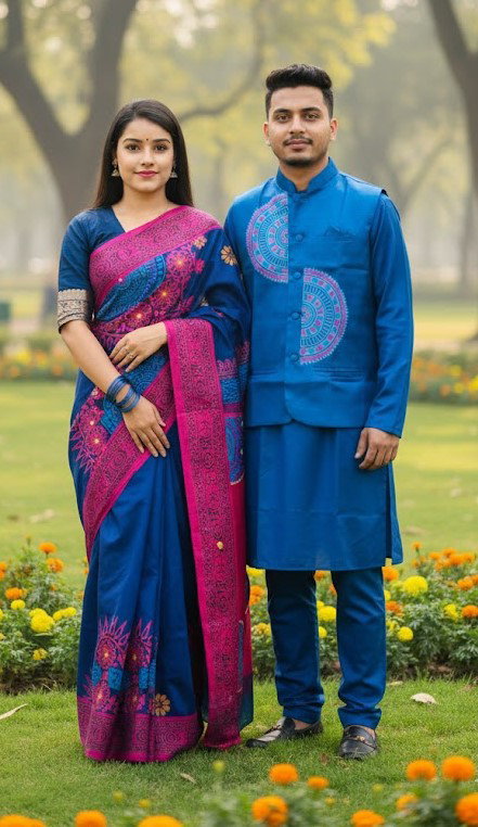 Sharee Panjabi Couple with Koti_5