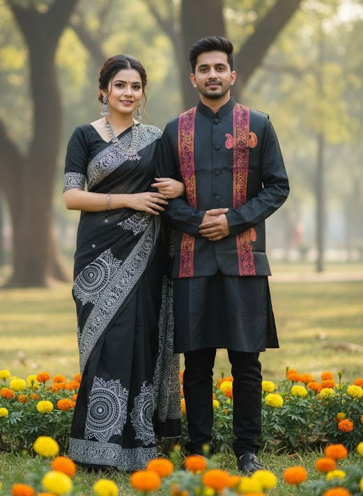 Sharee Panjabi Couple with Koti_3